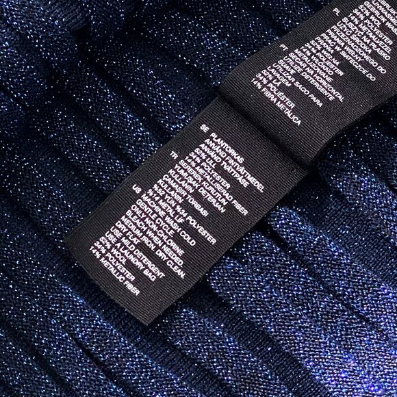 Other Stories Glittery Pleat Rib Midi Skirt Navy Size XS - Picture 9 of 9